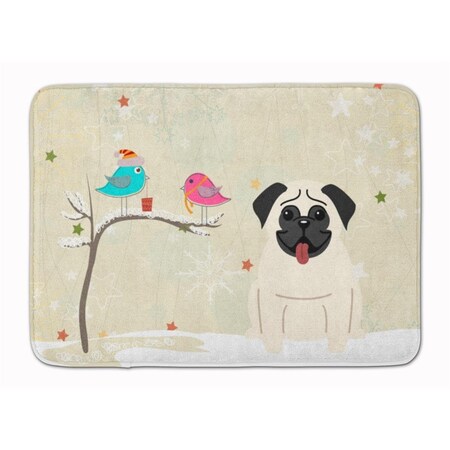 Carolines Treasures Christmas Presents Friends Pug Cream Machine Washable Memory Foam Mat BB2476RUG